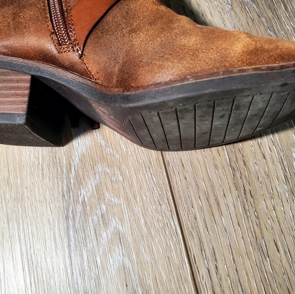 Sophie17 girls Chestnut brown faux suede, tassel/heel boho bootie Size 1 - Picture 10 of 16